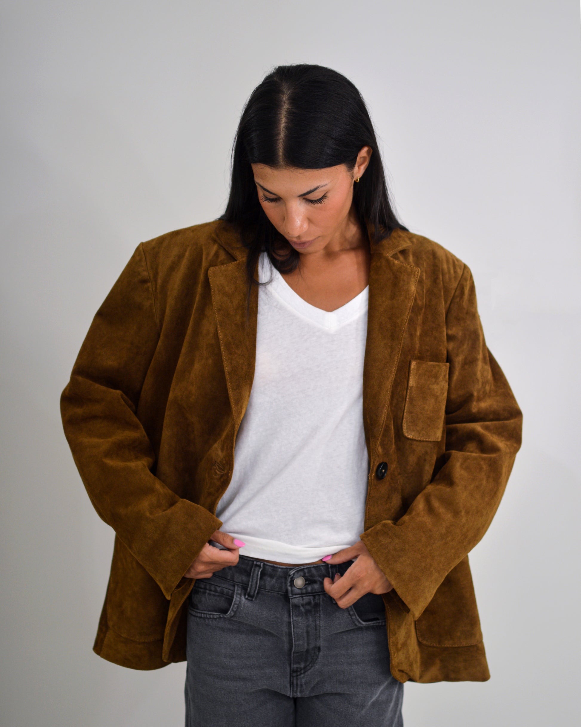 Giacca over in pelle scamosciata Vicolo