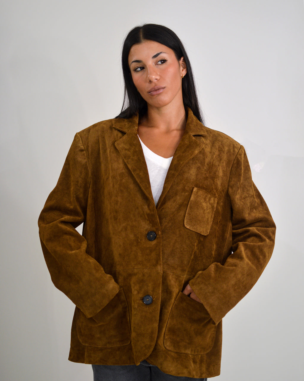 Giacca over in pelle scamosciata Vicolo